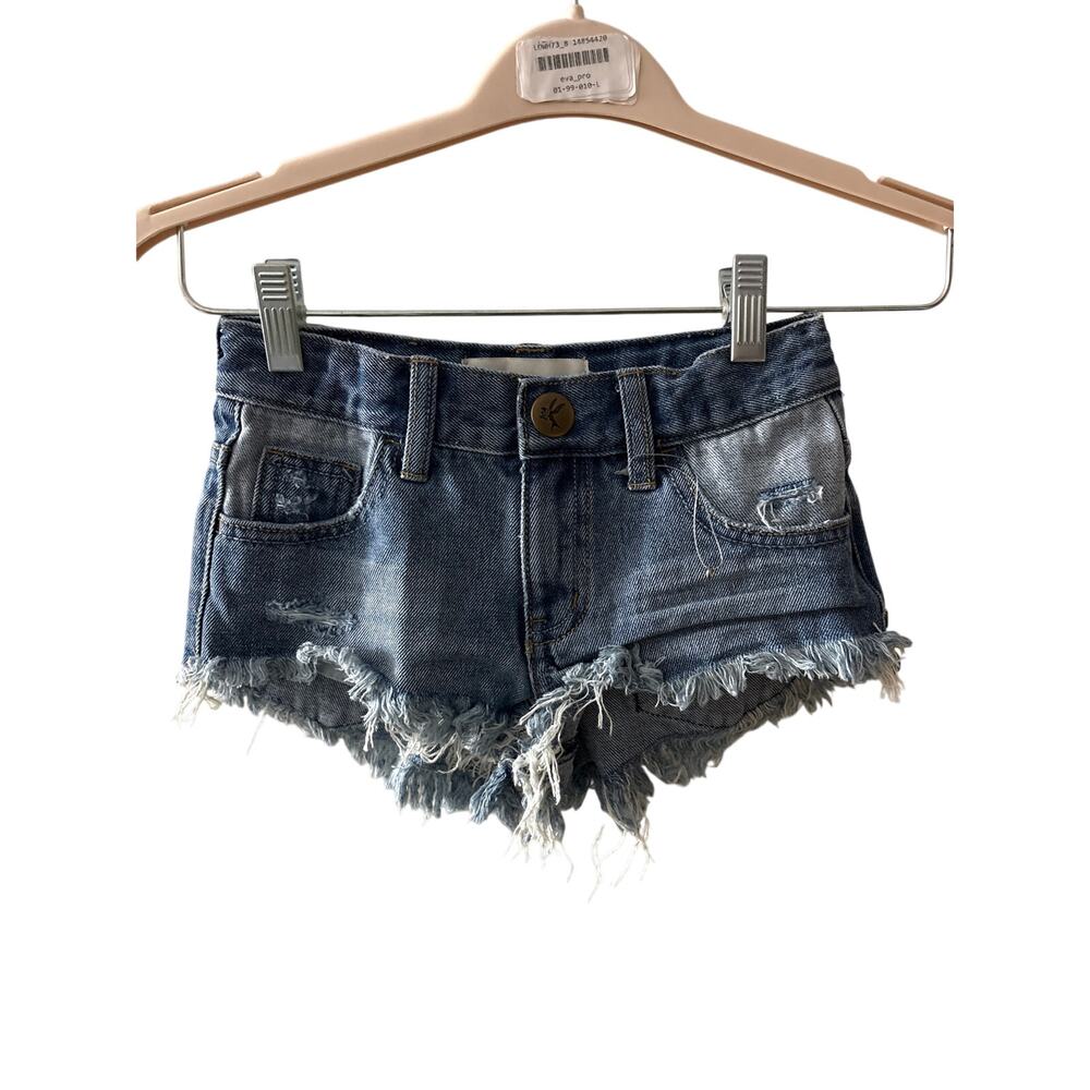 new little girls sz 7-8 one teaspoon denim distressed shorts